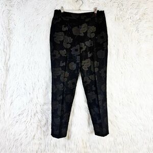 Talbots Women's Floral Brocade jaquard Ankle Pants Black Size 4 Workwear